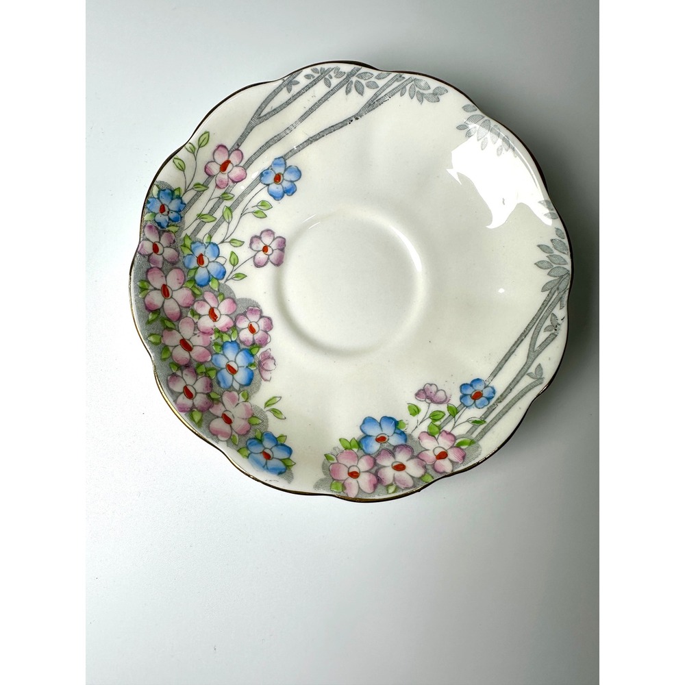 Royal Albert Dell Saucer Vintage 1930s Bone China Floral Gold Trim England